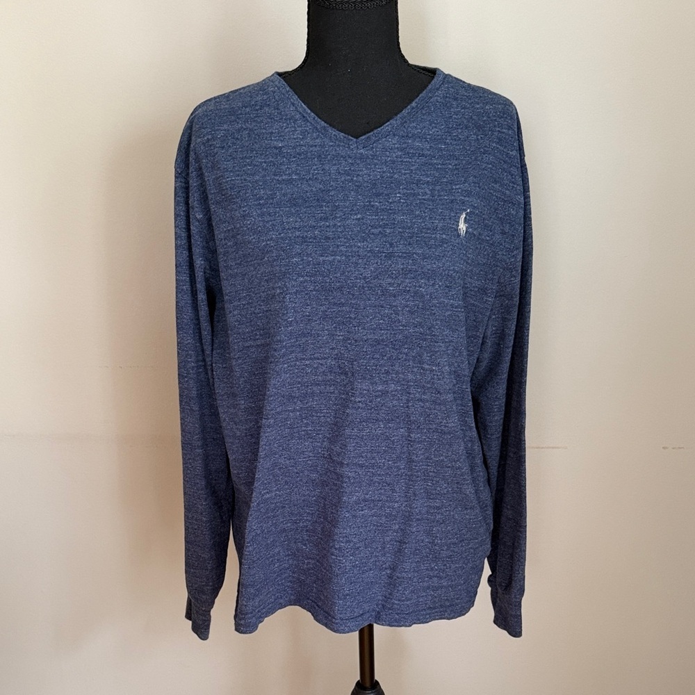 Polo Ralph Lauren Blue V-Neck Long Sleeve Tee Men’s Large. 100% cotton